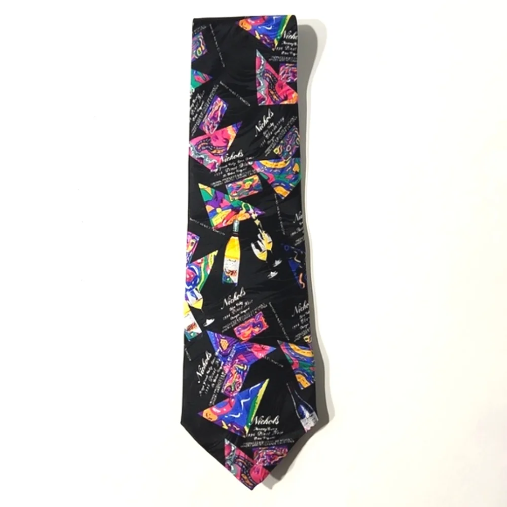 90's Wine Vogue Collection Nichols Winery Silk Tie Images of a Sommelier HTF NEW
